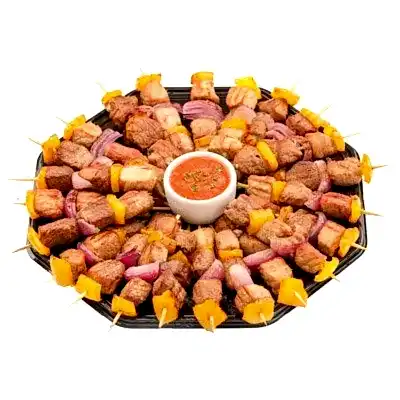 Мини-шашлычки из свиной шейки с овощами (10 шт)